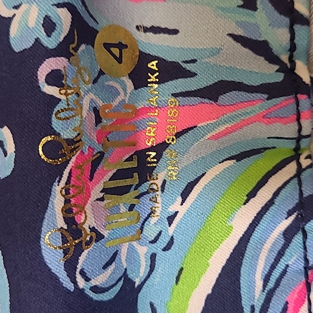 Lilly Pulitzer Blue and Pink Luxletic Leggings used good condition zise 4 - Picture 2 of 12